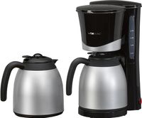 Clatronic Thermo-Kaffeeautomat KA 3328, inkl. 2 Thermokannen für je 8-10 Tassen Kaffee (2 x 1 Liter), Schwarz silber