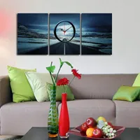 Opviq, 3P3040CS- CTY1689, Bunt, Wanduhren, 90 x 38 cm, 100% Wildleder -Leinwand