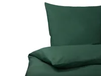 Bettwäsche Set Grün einfarbig Baumwolle 3-teilig Komfortgröße für Einzelbett 155x220 cm 2 Kopfkissenbezüge und Deckenbezug mit Knopfverschluss