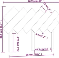 vidaXL Bett-Kopfteil Grau 122,5x3x80,5 cm Massivholz Kiefer