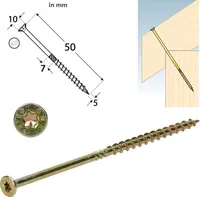 200x Holzschrauben Spanplattenschrauben 5x50mm Schrauben Torx T25 gelb verzink