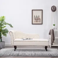 vidaXL chaise longue krémová Imitácia kože