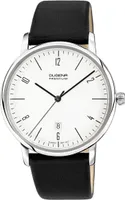 Dugena 7000238 Herren-Armbanduhr, Edelstahl-Gehäuse, Leder-Armband