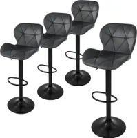 ML-Design 4er Set Barhocker Tresenhocker 360° drehbar, Gepolsterter Barstuhl mit Rückenlehne und Fußstütze, 59-79 cm