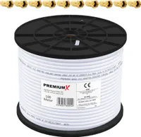PremiumX 100m BASIC Koaxialkabel 135dB 4-fach SAT Antennenkabel Koax Kabel RG6 ClassA Satellitenkabel 10x F-Stecker