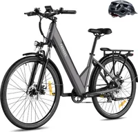 City Elektrofahrrad Rostfreie Aluminiumlegierung 36 V 14,5 Ah bis zu 90 km-110 km E Bike 27,5 Zoll 250 W Wasserdicht IP54 mit 7 Gang und App, Grau