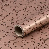 Geschenkpapier Kupfer mit braunen Arabesken, Weihnachtspapier, 0,70 x 10 m