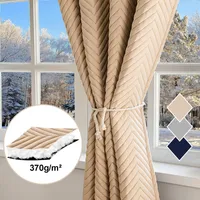 Thermovorhang Kälteschutz Kräuselband Stangendurchzug, Verdunklungsvorhang Blickdicht 370g/m² Wärmeisolierung Wohnzimmer Schlafzimmer 140x175cm Beige