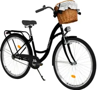 Milord Komfort Fahrrad Mit Weidenkorb Damenfahrrad, 28 Zoll, Schwarz, 1 Gang