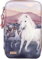 Depesche 12511 Miss Melody Night Horses - Gefüllte 3-Fach Federtasche, Herden Motiv, Federmäppchen mit Buntstiften, Lineal, Schere uvm.