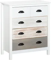 HOMCOM Komoda z 5 szufladami Szafka z szufladami z uchwytem, zabezpieczenie przed przewróceniem, do sypialni, salonu, biała, 70 x 38 x 85 cm