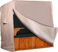 Strandkorb Hanse Schutzhülle winterfest 150cm breit aus 600 D Oxford Gewebe mit extra flexiblem Klettverschluss, Premium Strandkorbhülle in beige