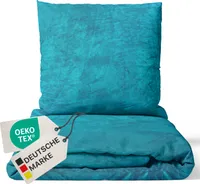 NYVI Winter Bettwäsche Set DreamScience Cashmere Touch 135x200 + 80x80 cm Petrol - Kuschelweich & Wärmend - Mit Reißverschluss,  , für Allergiker geeignet