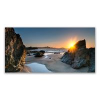 Glasbilder Wandbild Druck auf Glas 120x60 Felsen Strand Sonne Landschaft 