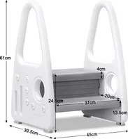 TRMLBE Step Stool Kids 2-Step Learning Tower Stool Children HDPE Kids Step Stool Double Step Stool Bathroom Toiletts Bedroom Load Capacity of 50 kg, Grey