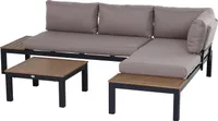 Outsunny 3-teiliges Gartenmöbel-Set Sofa Beistelltisch mit Kissen Alu