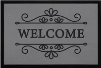 Fußmatte Welcome Willkommen Bordüre Aufschrift Aufdruck rutschfest & waschbar Moonworks® schwarz 60x40cm