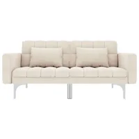 vidaXL Sofa rozkładana kremowa tkanina