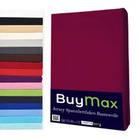 Spannbettlaken Jersey 100% Baumwolle Spannbetttuch in Farbe  Bordeaux, Größe 140 x 200 cm