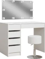 Toaletný stolík Vicco Thalia, 100 cm s LED osvetlením a taburetom, biely vysoký lesk