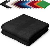 DOPPELPACK Saunatücher XXL 100x200 cm Saunalaken Strandtücher Saunahandtücher 100% Baumwolle Badelaken, Farbe: Schwarz