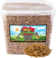 Bite & Delight Sušené moučné červy 1,8 kg - Vysokoproteinové krmivo pro volně žijící ptáky, ježky, veverky a křečky - Univerzální krmivo po celý rok