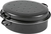KARL KRÜGER Gänsebräter oval 10,5 l Ø42cm emailliert schwarz matt