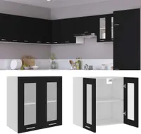 vidaXL Wisząca szklana szafka czarna 60x31x60 cm materiał drewnopochodny