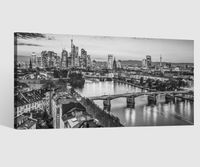 Leinwand 1Tlg Frankfurt schwarz weiß Skyline Bild Bilder Leinwandbild  9H071