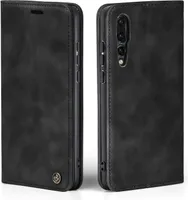 Handy Hülle für Huawei P20 Pro Klapphülle Bookcase Flip Cover Handy Tasche Etui Farbe: Schwarz