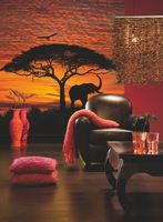 Komar Fototapete African Sunset, rot/orange/schwarz, 194 x 270 cm