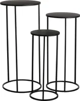 Mica Decorations Quinty Beistelltisch - 3er-Set - H70 x Ø32 cm - Metall - Schwarz