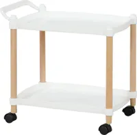 COSTWAY Servierwagen 2 Ebenen, Nischenregal auf Rollen, Küchenwagen Rollwagen mit Bremsen & Griff, Küchenregal 52,5 x 33,5 x 50 cm, weiß