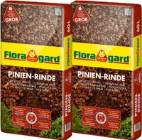 Floragard Pinienrinde Pinien Rinde Rindenmulch Rinden Mulch Bodenabdeckung grob (2 x 60L)