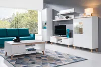 Wohnwand Schrankwand 5 tlg.KALMAR Nr.4 Weiss inkl.Couchtisch