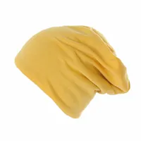 Strick Beanie Unifarbe Gelb-L
