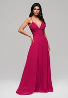 Ombre Elegantes Maxikleid mit Faltenrock dunkelrot M