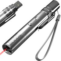 AdroitGoods Katzen-Laser-Stift - USB wiederaufladbar - mit Schlüsselband - Katzenspielzeug - 7 verschiedene Stufen - Laserlicht - Edelstahl Silber - Laserpointer