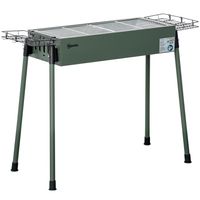 Outsunny Holzkohlegrill, Anti-Rutsches Campinggrill mit Grillrost, Grillrost-Clip, Seitenkörbe für Garten, BBQ Rostfreier Stahl+Verzinkter Metall Dunkelgrün 77 x 30 x 70 cm