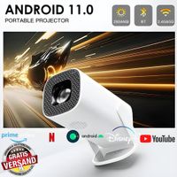 Mini Smart Beamer, Android Beamer 4K Full HD 1080P 180°Rotate přenosný projektor malý videoprojektor mobilní Android 11.0 s 2.4/5G WiFi Bluetooth 5.0