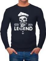 Herren Longsleeve Totenkopf Kapitän Skull Captain Langarmshirt Moonworks® navy XL
