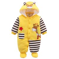 FMBK666 Säugling Kapuze Baby Strampler Winter warm Pikachu Flanell Schöne Cartoons Schneeanzug Reißverschluss Jumpsuit Pyjamas 0-36 Monate 