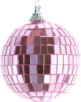Weihnachtskugel Disco Fuchsia rosa mit Spiegelplättchen Ø 6 cm