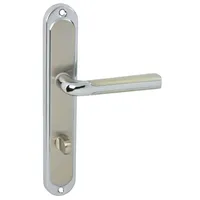 DOMINO Türgriff 78 Drückergarnitur WC - Badezimmer Set | Links & Rechts Türbeschlag für WC/Badezimmertüren | L-Form | Aluminium | Silber | RIO M6/M9 |