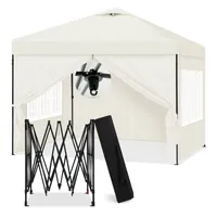 EUGAD Faltpavillon mit Seitenwänden, wasserfest, höhenverstellbar, 3x3 m, beige