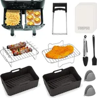 10-teiliges Zubehör für Heißluftfritteuse, für Dual Zone-Heißluftfritteuse, Zubehör für Ninja Foodi AF400EU, AF300EU, Emerio, Princess, Innsky, COSORI