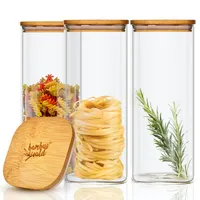 bambuswald© Eckiges Glas mit Bambusdeckel Vorratsglas Aufbewahrungsglas, luftdicht, mit Silikonring, umweltfreundlich, lebensmittelecht, Inhalt: 1500 ml, Maße: 10 x 20,5 x 10 cm (BxHxT), 3er-Set