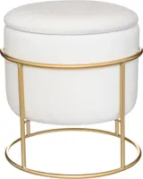 Hocker Aufbewahrungstruhe "Eliane" - Samt und Metall - elfenbeinfarben - Atmosphera créateur d'intérieur