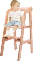 YOLEO Babystuhl, höhenverstellbarer Holzhochstuhl für kinder von 2 bis 12 Jahren, mitwachsender Babystuhl, zum Essen und Lernen  (Natur)