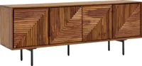 WOHNLING Lowboard Sheesham Massivholz 140x54x33 cm TV-Kommode mit vier Türen, Design TV-Schrank Hoch, Fernsehtisch Fernsehschrank Modern, Fernsehkommode Wohnzimmer